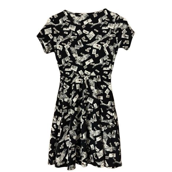 Harry Potter Hogwarts Letter black mini Dress hot topic exclusive size xs - Picture 4 of 14